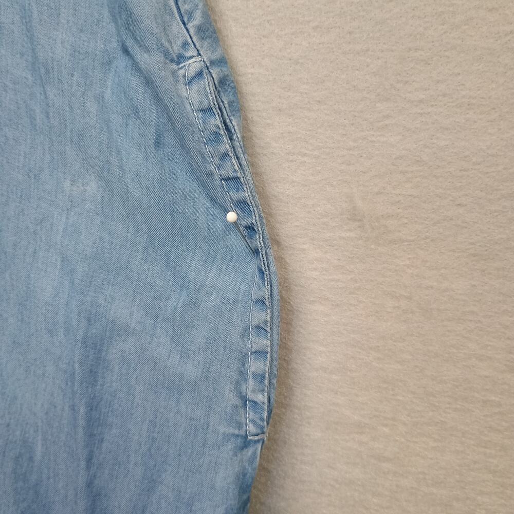 Elan Maxi Dress Jumper Sz M- V neck Strappy Washed Denim Lagenlook Boho - Picture 9 of 9